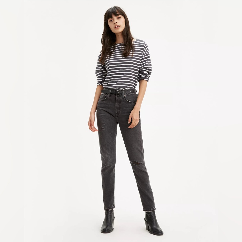 Levi’s Premium Black 501 Skinny Distressed Denim Jeans Women’s Size 30